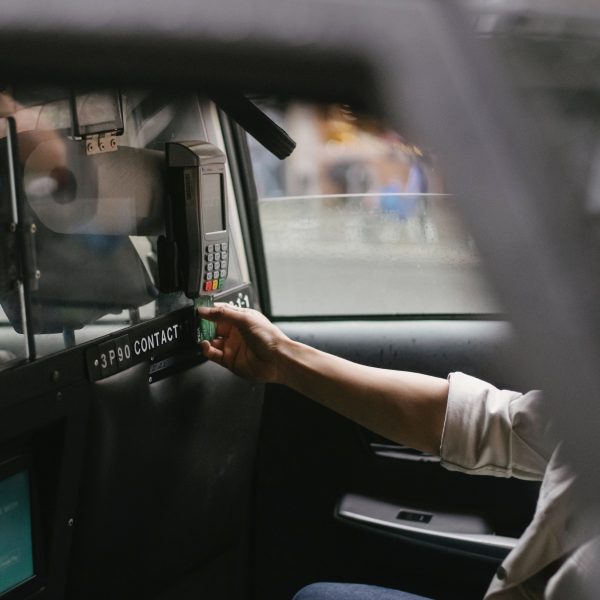 Inside a taxi